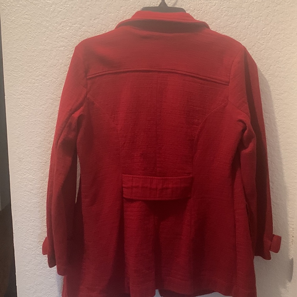 NIC+ZOE Red Pea Coat with Notched Lapels - Picture 6 of 9